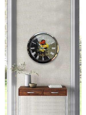 Kasva Concept Hediyelik 40 cm Krom Metal Mavi Duvar Saati