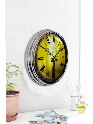 Kasva Concept Hediyelik 40 cm Krom Metal Maske Duvar Saati