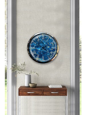 Kasva Concept 40 cm Krom Metal Mermer Desen Duvar Saati