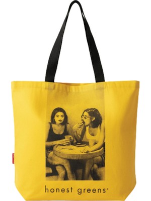 Baghashtag Honest Greens Baskılı Sarı Bez Çanta