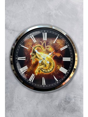 Kasva Concept Hediyelik 40 cm Krom Metal Sarı Duvar Saati