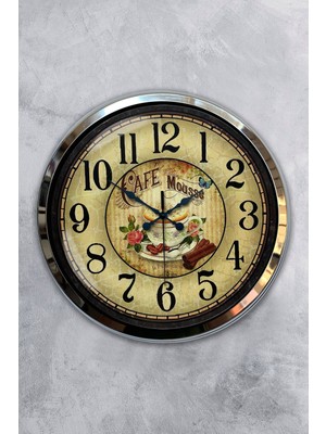 Kasva Concept Hediyelik 40 cm Krom Metal Mutfak Duvar Saati