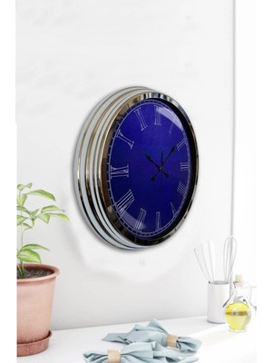 Kasva Concept Hediyelik 40 cm Krom Metal Sarı Roma Rakamlı Duvar Saati