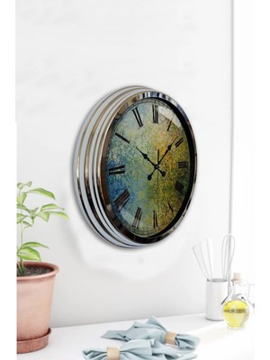 Kasva Concept Hediyelik 40 cm Krom Metal Antik Araba Duvar Saati Hediyelik