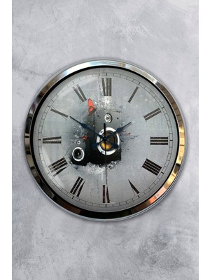 Kasva Concept Hediyelik 40 cm Krom Metal Music Duvar Saati