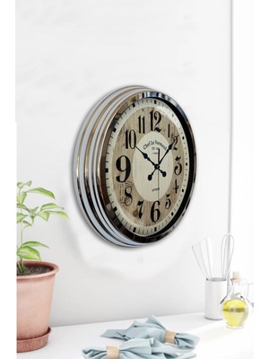 Kasva Concept Hediyelik Ofis Odası 40 cm Krom Metal Büyük Rakam Duvar Saati