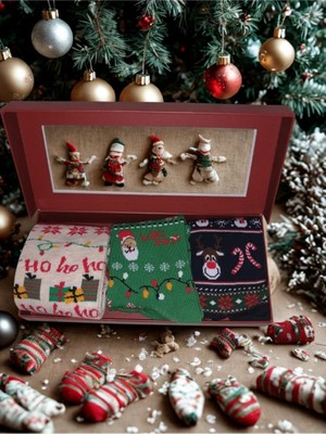Chiristmas Socks Yılbaşı Desenli Unisex Yetişkin Çorap 3'lü Hediye Seti