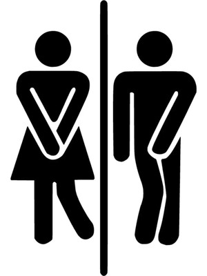 Beta Moda Hub Sıkışmış Bay Bayan Wc Amblemi Oto Sticker Siyah 25 x 37 cm