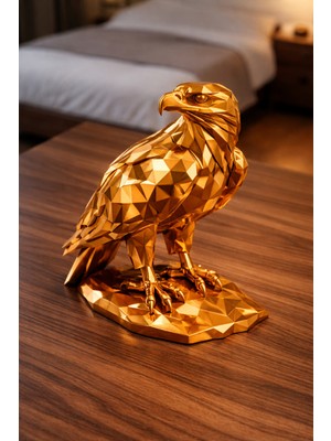 🟤 Parlak Bronz Low Poly Kartal Biblo | Modern Masaüstü Dekor | Geometrik Kartal Heykel