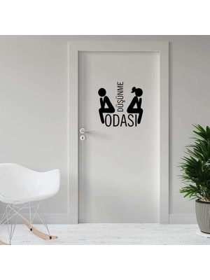Beta Moda Hub Düşünme Odası -Kadın ve Erkek Silüetli Espirili Wc Dekoratif Kapı Sticker, Çıkartma