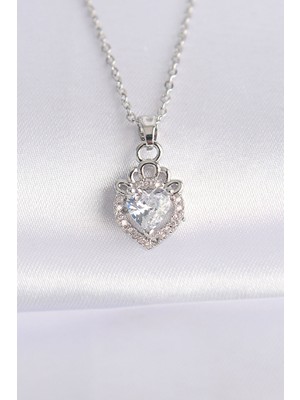 316L Çelik Zincir Gümüş Renk Zirkon Taşlı Rapunzel Kolye - Lisinya