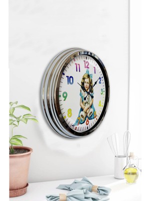 Kasva Concept Hediyelik 40 cm Krom Metal Içecek Duvar Saati