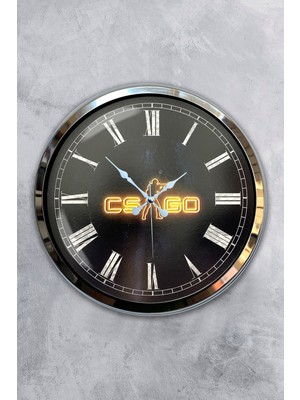 Kasva Concept Hediyelik 40 cm Krom Metal Csgo Duvar Saati