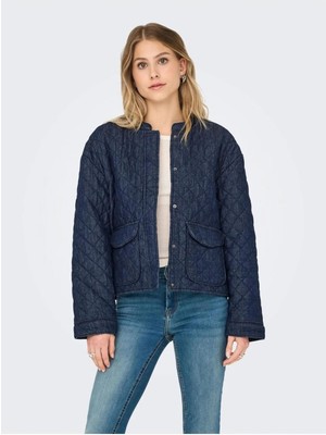 Demim Only Hallıe Quılted Kadın Jean Ceket 15355316 Mavi Denim Kumaş Regular Kalıp Cepli