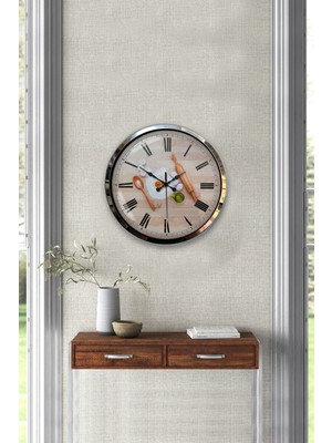 Kasva Concept Hediyelik 40 cm Krom Metal Mutfak Duvar Saati