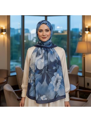 Revam Collection Retro Etnik Desenli Pamuk Soft Şal Soon Serisi Lacivert Mavi