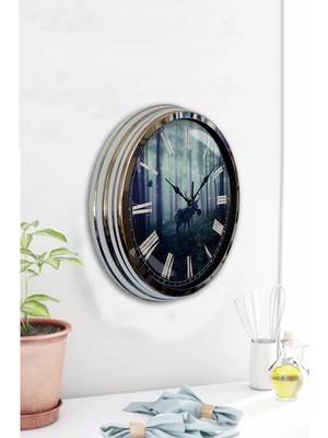 Kasva Concept Hediyelik 40 cm Krom Metal Renkli Duvar Saati