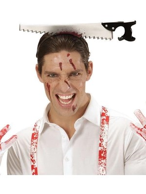 No 35 Moda Kafaya Saplanmış Halloween Kanlı Testere Şaka Tacı