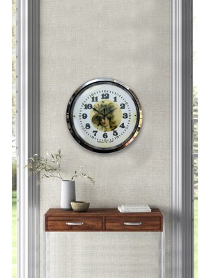 Kasva Concept Hediyelik 40 cm Krom Metal Uzakdoğu Duvar Saati