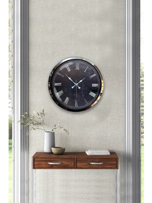 Kasva Concept 40 cm Krom Metal Eski Ev Duvar Saati