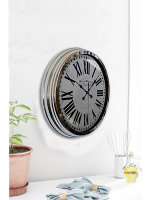 Kasva Concept Hediyelik Dekoratif 40 cm Krom Metal Aslan Burcu Duvar Saati