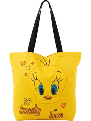 Baghashtag Sevimli Civciv Baskılı Sarı Bez Çanta