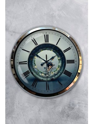 Kasva Concept 40 cm Krom Metal Yarışçı Duvar Saati Hediyelik