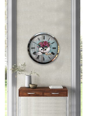 Kasva Concept Hediyelik 40 cm Krom Metal Mutfak Duvar Saati