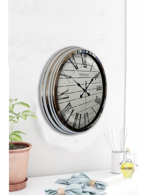 Kasva Concept Hediyelik 40 cm Krom Metal Kelebek Duvar Saati