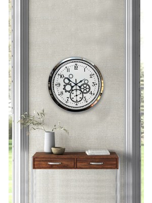 Kasva Concept Hediyelik 40 cm Krom Metal Mutfak Duvar Saati