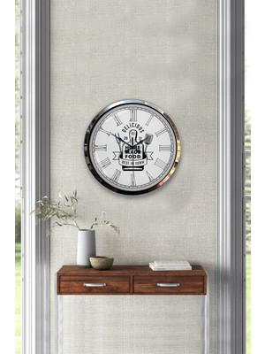 Kasva Concept Hediyelik 40 cm Krom Metal Mutfak Duvar Saati