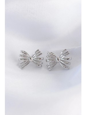 SHC4200 Pirinç Gümüş Renk Fiyonk Küpe