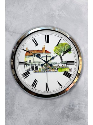 Kasva Concept 40 cm Krom Metal Eyfel Kulesi Duvar Saati