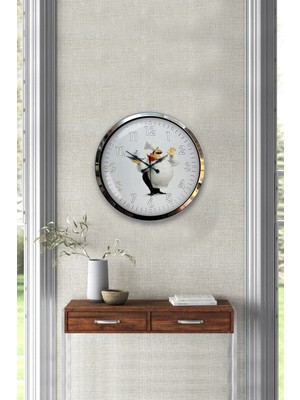 Kasva Concept Hediyelik 40 cm Krom Metal Mutfak Duvar Saati