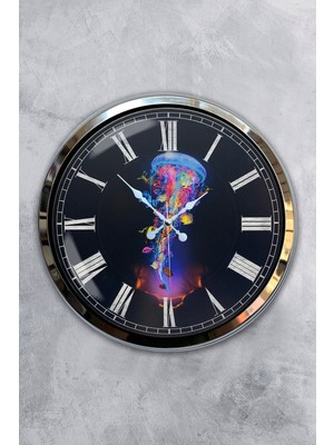 Kasva Concept 40 cm Krom Metal Siyah Renk Duvar Saati