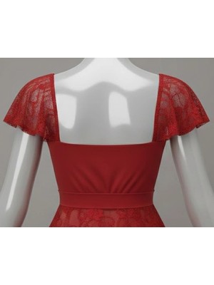 Biçomi Bicomi Alt Kısmı Tül Üst Kısmı Jarse Mini Fantazi Kırmızı Gecelik