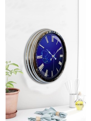 Kasva Concept 40 cm Krom Metal Sonsuz Mavilik Duvar Saati