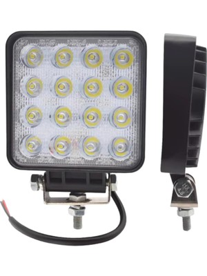 Powerr Led Aydınlatma 2 Adet 12 V - 60 V 16 Ledli 60 Watt 6500K Beyaz Işık Kare Off Road  Ip 65 LED Projektör