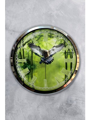 Kasva Concept Hediyelik 40 cm Krom Metal Kartal Duvar Saati