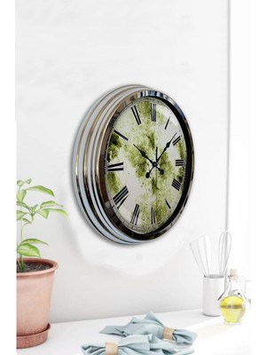 Kasva Concept Hediyelik 40 cm Krom Metal Kelebek Duvar Saati