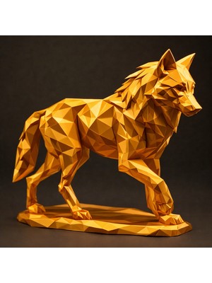 🟤 Low Poly Kurt Dekor Biblo Parlak Bronz | Şık Salon, Kütüphane ve Çalışma Masası Süsü