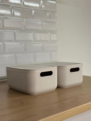 Milena Life 2,4 Lt Kapaklı Çok Amaçlı Saklama Kutusu – 2 Adet Plastik Düzenleyici Organizer
