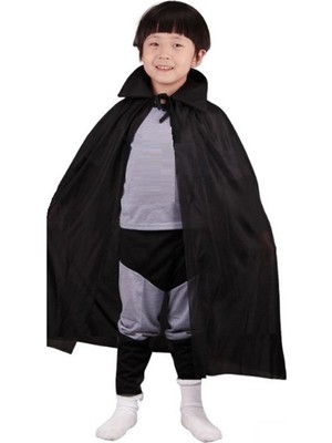 No 35 Moda Siyah Renk Yakalı Çocuk Pelerin 90 cm