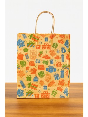 Aivor Hediyelik Desenli Kraft Çanta 100 Adet