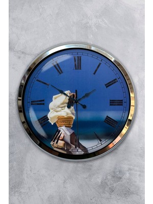 Kasva Concept 40 cm Krom Metal Eski Ev Duvar Saati