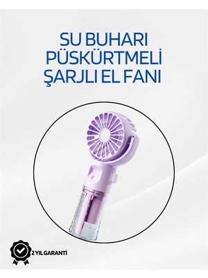 No 35 Moda Taşınabilir Şarjlı Su Sisi Püskürtmeli Mini El Fanı – 4 Hız Ayarı, Tip-C Şarjlı, Sessiz Motor