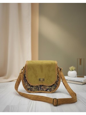 Etnik Desenli ve Süet Dokulu Otantik Omuz Çantası