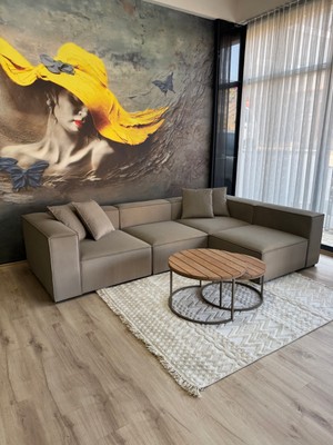 Erduran Mobilya Angelo 4 Modül Zero 05 Leke Tutmaz Kumaş Köşe Koltuk Takımı