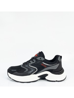 Wickers Erkek Siyah Ortopedik Memory Foam Yüksek Tabanlı Spor Ayakkabı