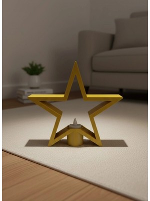 Marsilyan Sarı Yıldız Mumluk Modern Salon Ve Raf Dekoru